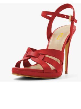 FSJ Red High Heel Strappy Sandals Open Toe Ankle Strap Platform Stilettos Shoes